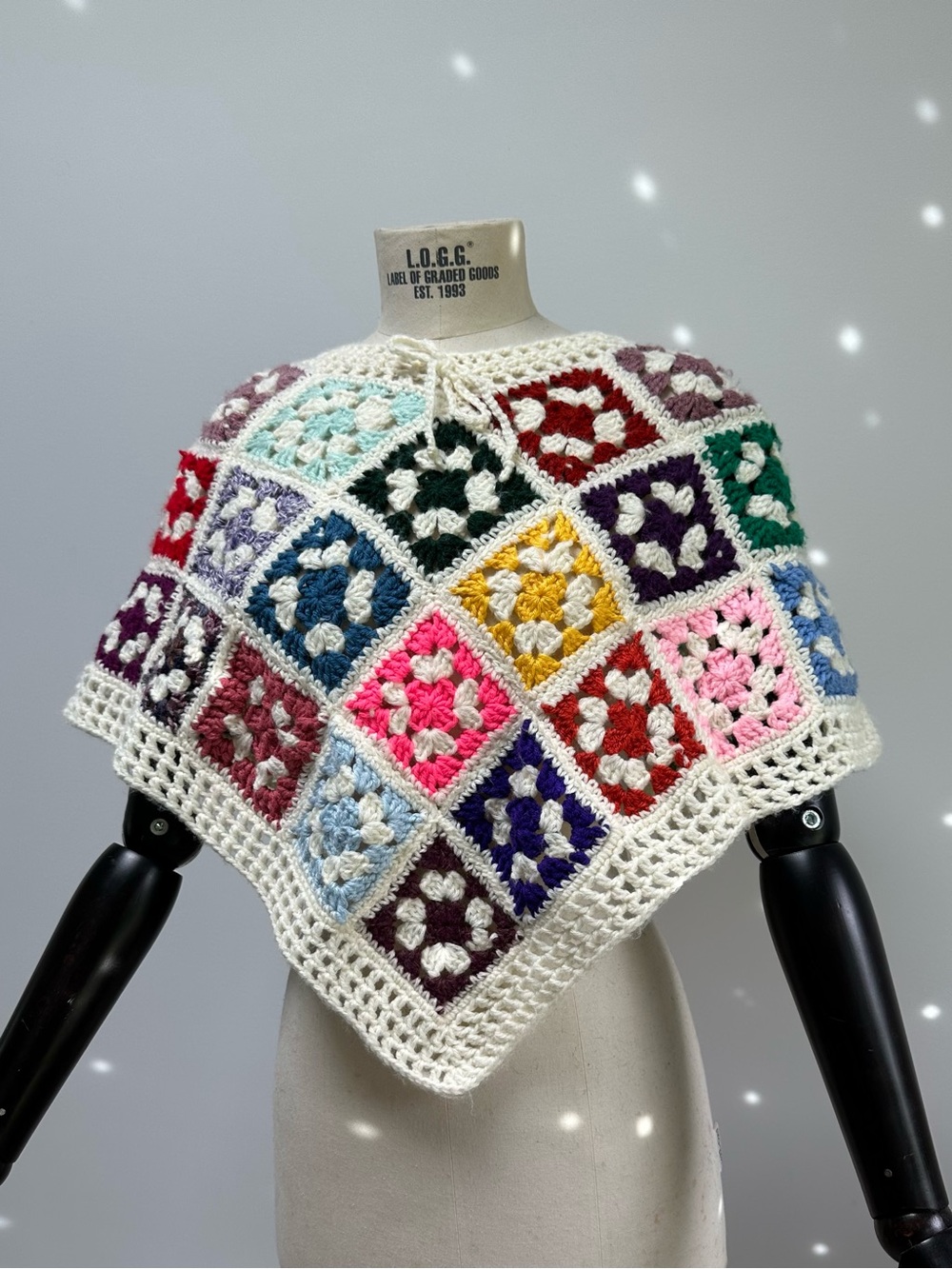 Colourful Retro Handmade Crochet Poncho
